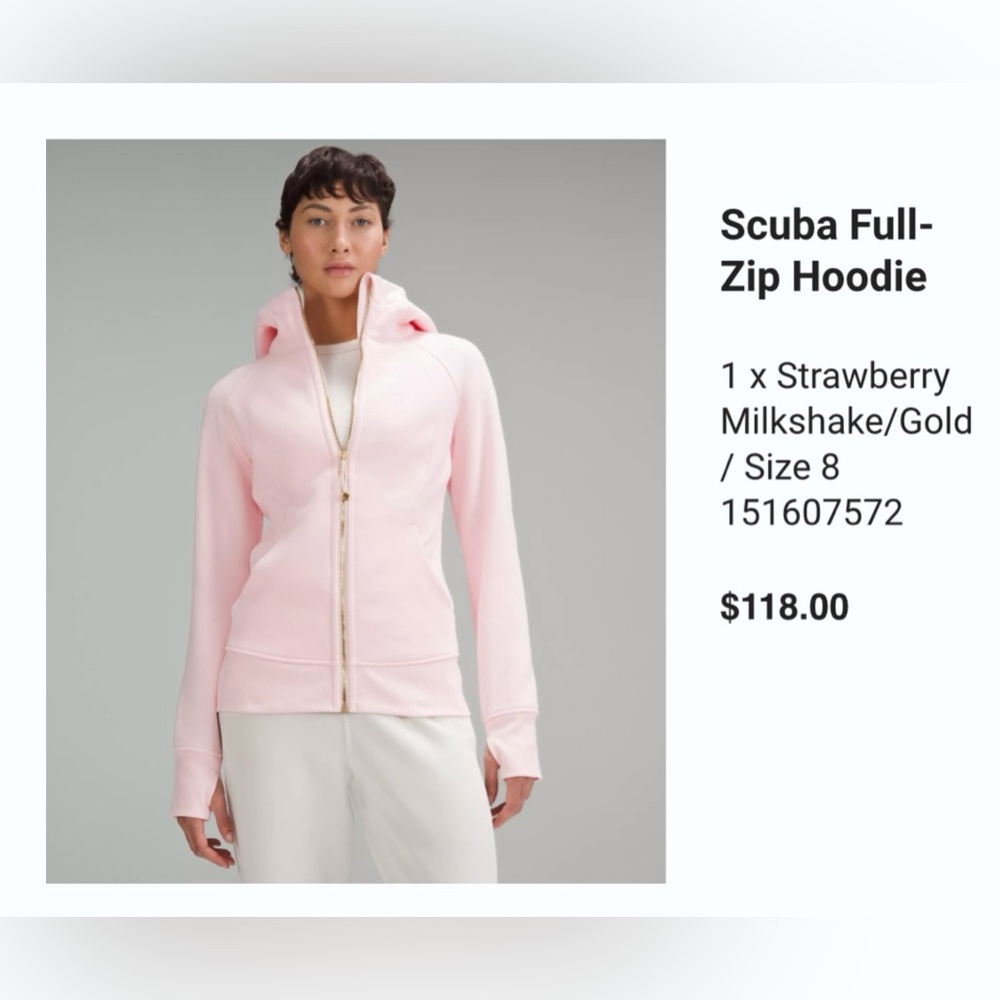 Lululemon full zip pink hoodie